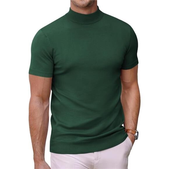 Other - Mens Mock Turtleneck Sweater Short Sleeve Casual Dress Sweater Shirt